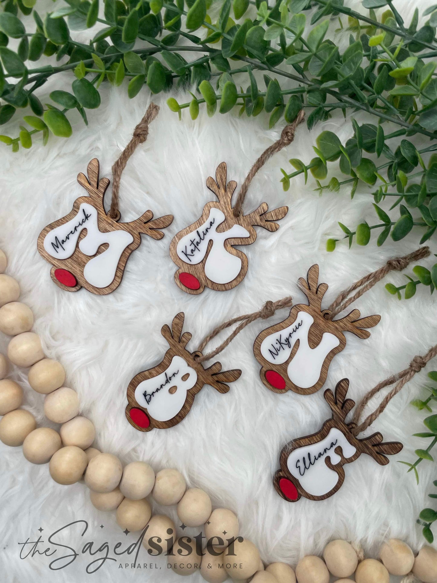 Kid's Retro Lettered Reindeer Ornament