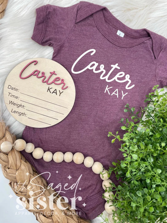 Birth Stat Sign, Baby Name Onesie